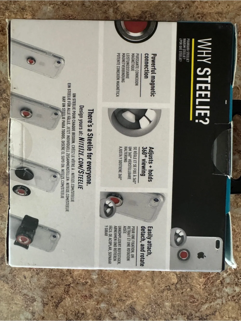 Steelie Compact 360° Magnetic Dash Mount — Black/Silver